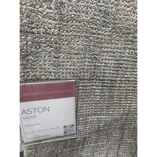 Aston Modern Plain Distressed Shimmer Hand-Woven Textured Loop Pile Viscose Flatweave Silver/Multicolour Rug