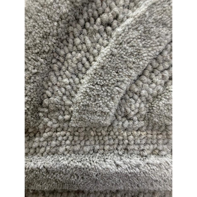 Hague Modern Plain Geometric Hand-Carved Hi-Low 3D Ridged Cut & Loop Pile Textured Wool Stone Grey Rug