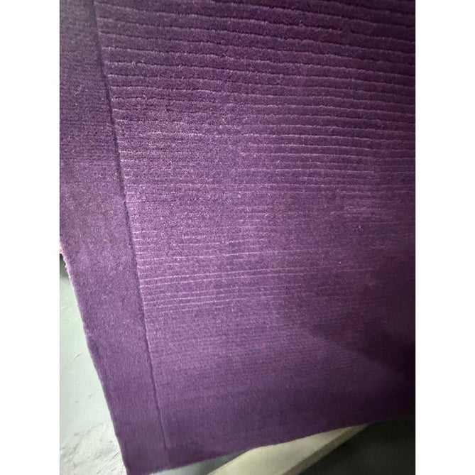 York Modern Plain Textured Subtle Ribbed Stripe Contrasting Smooth Border Handwoven Wool Loop Pile Amethyst Purple Rug