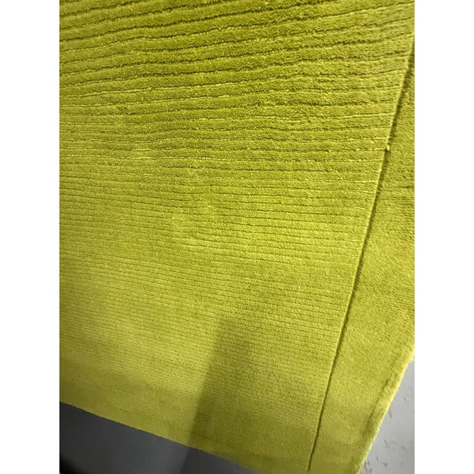 York Modern Plain Textured Subtle Ribbed Stripe Contrasting Smooth Border Handwoven Wool Loop Pile Fresh Green Rug