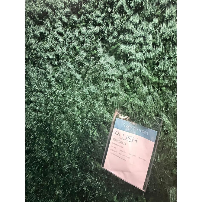 Plush Luxury Super Thick Heavyweight High-Density Hand-Woven Soft High-Pile Plain Polyester Tonal Textured Metallic Shimmer Shaggy Emerald Rug