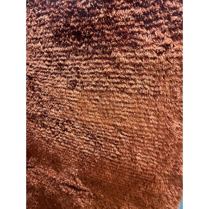 Plush Luxury Super Thick Heavyweight High-Density Hand-Woven Soft High-Pile Plain Polyester Tonal Textured Metallic Shimmer Shaggy Rust Round Rug