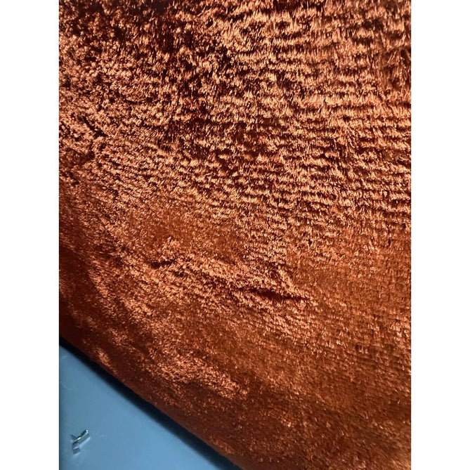 Plush Luxury Super Thick Heavyweight High-Density Hand-Woven Soft High-Pile Plain Polyester Tonal Textured Metallic Shimmer Shaggy Rust Round Rug