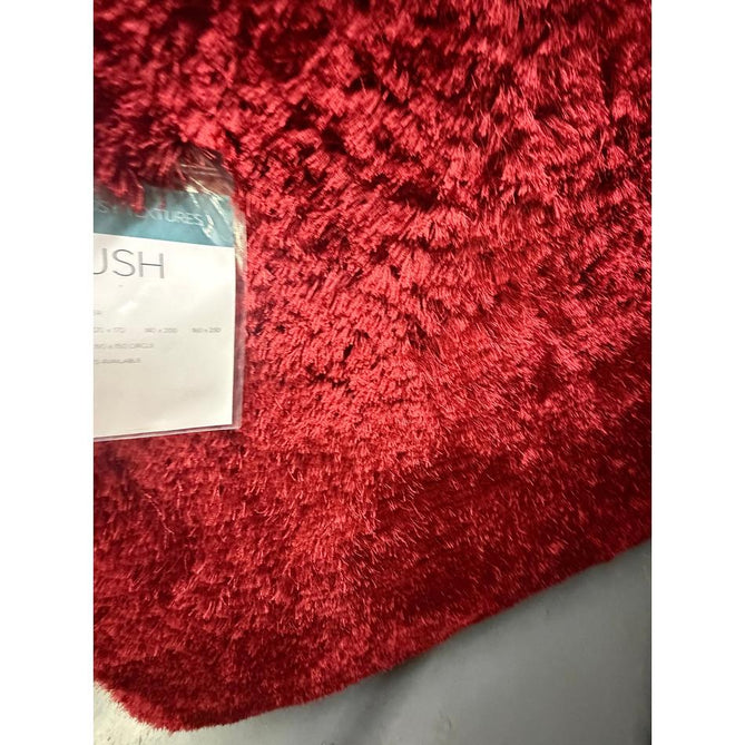 Plush Luxury Super Thick Heavyweight High-Density Hand-Woven Soft High-Pile Plain Polyester Tonal Textured Metallic Shimmer Shaggy Red Rug