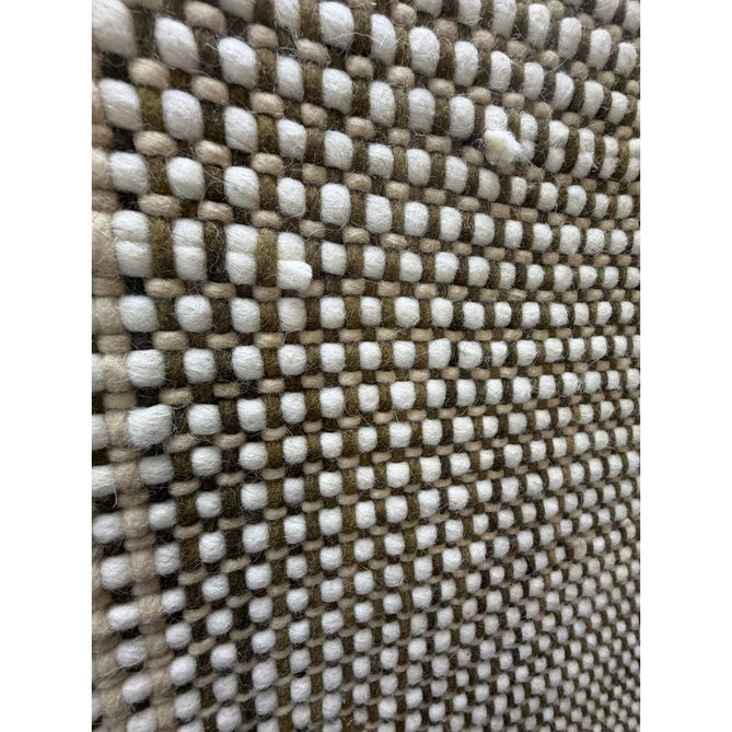 Avalon Modern Plain Beaded Basketweave Hand-Woven Textured Wool Flatweave Beige/Cream/Deep Forest Green Rug