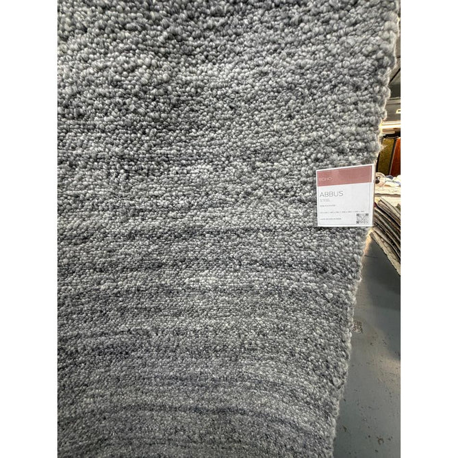 Abbus Modern Boucle Plain Subtle Gradient Stripe Hand-Woven Textured-Effect Soft-Touch Polyester Flatweave Steel Grey Rug