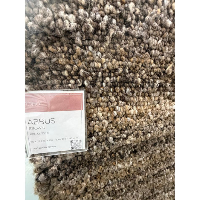 Abbus Modern Boucle Plain Subtle Stripe Hand-Woven Textured-Effect Soft-Touch Polyester Flatweave Tawny Brown Rug