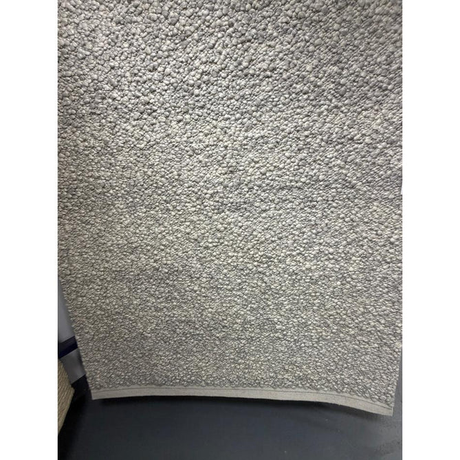 Elm Modern Plain Shimmer Hand-Woven Chunky Textured Varied Size Boucle High-Density Heavyweight Wool & Viscose Blend Looped Pile Silver/Grey/Ivory Rug