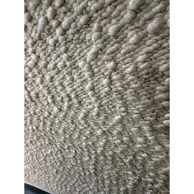 Elm Modern Plain Shimmer Hand-Woven Chunky Textured Varied Size Boucle High-Density Heavyweight Wool & Viscose Blend Looped Pile Ivory Rug