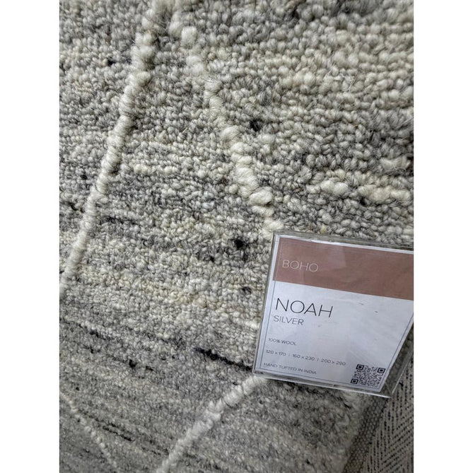 Noah Moroccan Berber Boho Tribal Hand-Woven Textured Wool Silver Rug