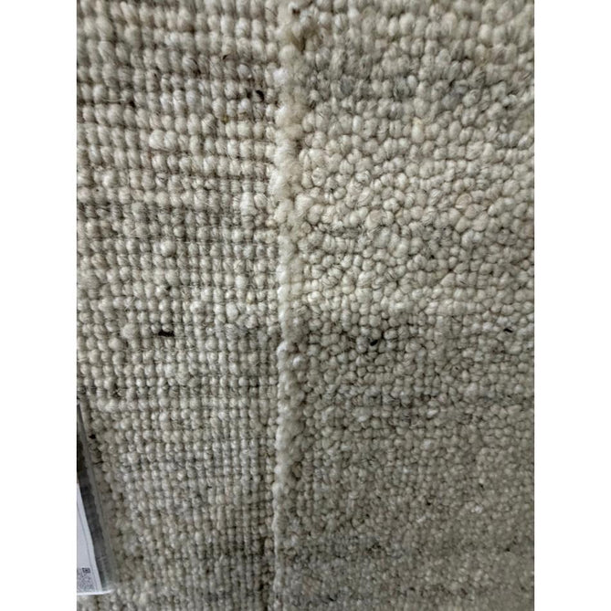 Larson Modern Plain Subtle Stripe Hi-Low Border Hand-Woven Textured Looped Wool Low Short Pile Grey Rug