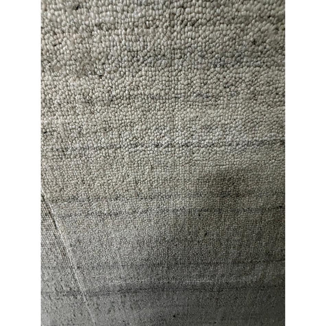 Larson Modern Plain Subtle Stripe Hi-Low Border Hand-Woven Textured Looped Wool Low Short Pile Grey Rug