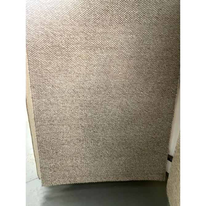 Zander Modern Plain Basketweave Hand-Woven Heavy-Weight Chunky Textured Space-Dyed Wool Blend Low-Profile Looped Pile Oyster/Natural Rug