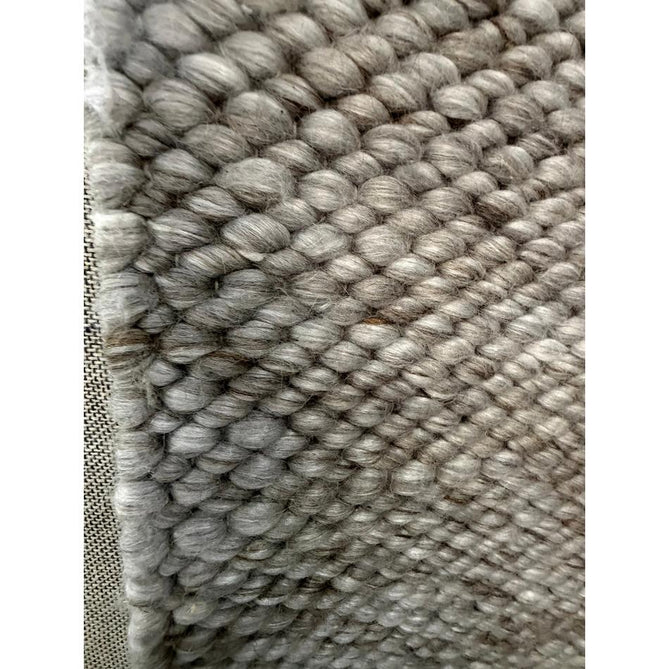 Zander Modern Plain Basketweave Hand-Woven Heavy-Weight Chunky Textured Space-Dyed Wool Blend Low-Profile Looped Pile Charcoal Grey/Off White Rug