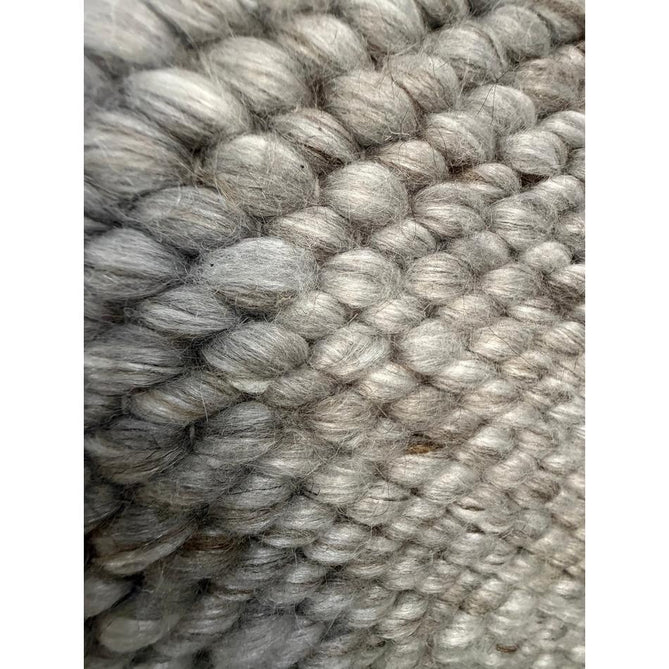 Zander Modern Plain Basketweave Hand-Woven Heavy-Weight Chunky Textured Space-Dyed Wool Blend Low-Profile Looped Pile Charcoal Grey/Off White Rug