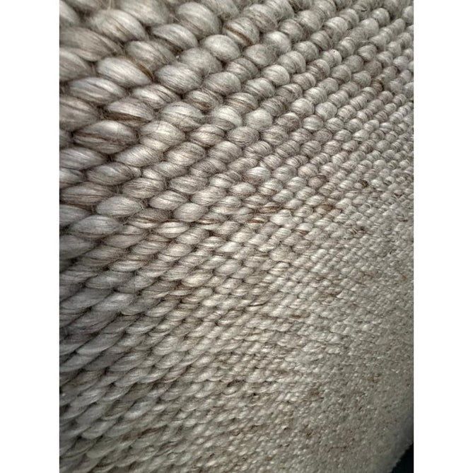 Zander Modern Plain Basketweave Hand-Woven Heavy-Weight Chunky Textured Space-Dyed Wool Blend Low-Profile Looped Pile Charcoal Grey/Off White Rug
