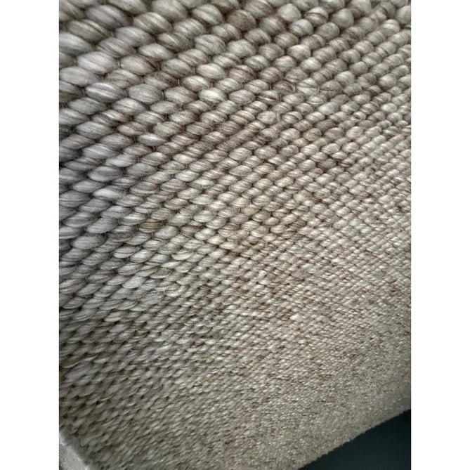 Zander Modern Plain Basketweave Hand-Woven Heavy-Weight Chunky Textured Space-Dyed Wool Blend Low-Profile Looped Pile Charcoal Grey/Off White Rug