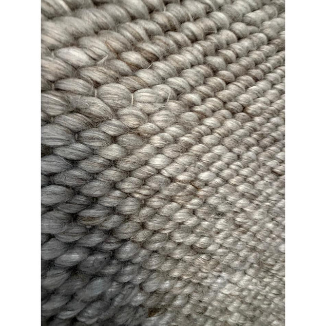 Zander Modern Plain Basketweave Hand-Woven Heavy-Weight Chunky Textured Space-Dyed Wool Blend Low-Profile Looped Pile Charcoal Grey/Off White Rug