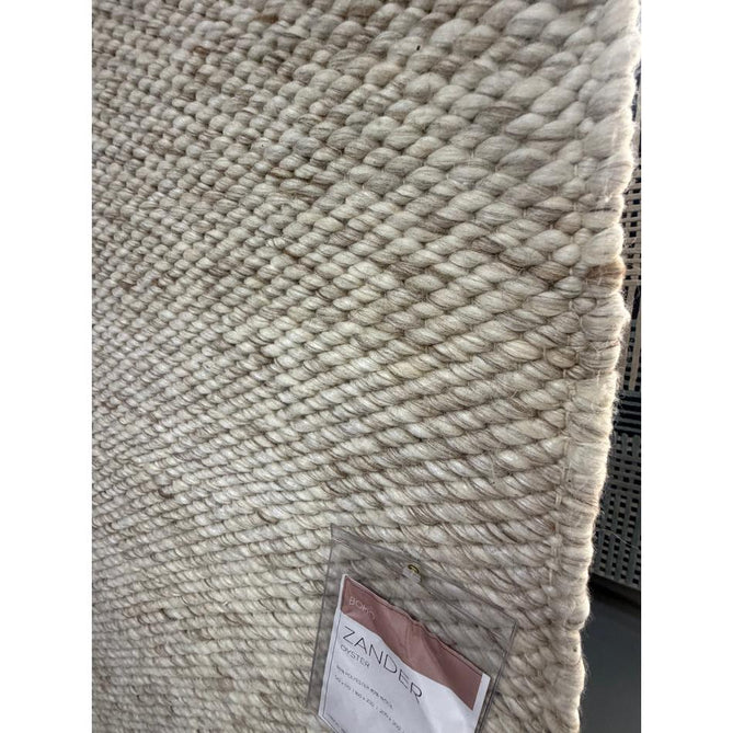 Zander Modern Plain Basketweave Hand-Woven Heavy-Weight Chunky Textured Space-Dyed Wool Blend Low-Profile Looped Pile Oyster/Natural Rug