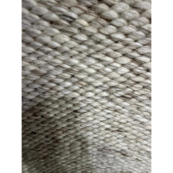 Zander Modern Plain Basketweave Hand-Woven Heavy-Weight Chunky Textured Space-Dyed Wool Blend Low-Profile Looped Pile Oyster/Natural Rug