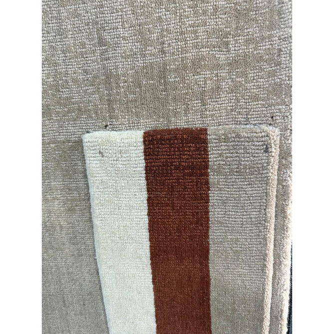 Blox Modern Plain Geometric Colour Block Hand-Woven Textured Low Profile Sheared Wool Loop Pile Copper/Beige/Cream Rug