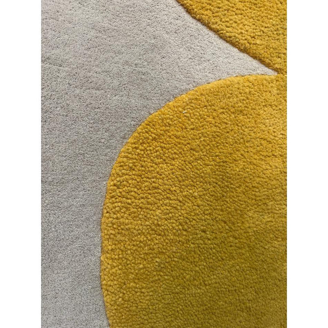 Canvas 04 Sculpt Modern Abstract Hand-Woven Wool Hi-Low Contrast Textured Low Profile Short Pile Yellow/Ivory Rug
