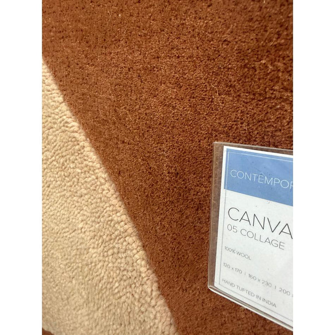 Canvas 05 Collage Modern Abstract Hand-Woven Wool Hi-Low Contrast Textured Low Profile Short Pile Terracotta/Beige/Peach Rug