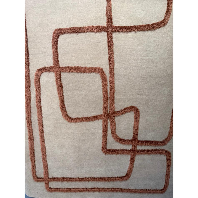 Matrix MAX96 Infinity Modern Abstract Hand-Woven High-Density Soft Textured Shimmer Wool & Viscose Blend Copper Soft Ivory/Warm Copper Rug