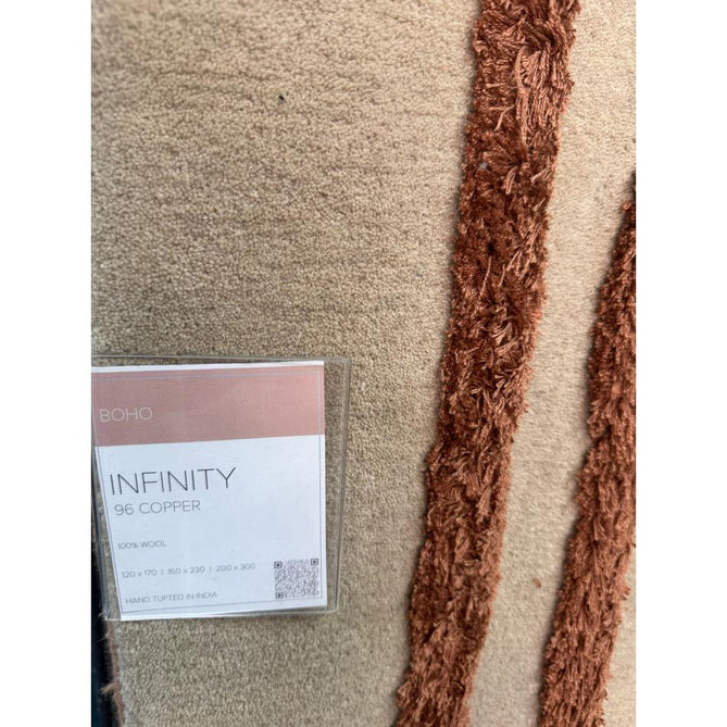 Matrix MAX96 Infinity Modern Abstract Hand-Woven High-Density Soft Textured Shimmer Wool & Viscose Blend Copper Soft Ivory/Warm Copper Rug