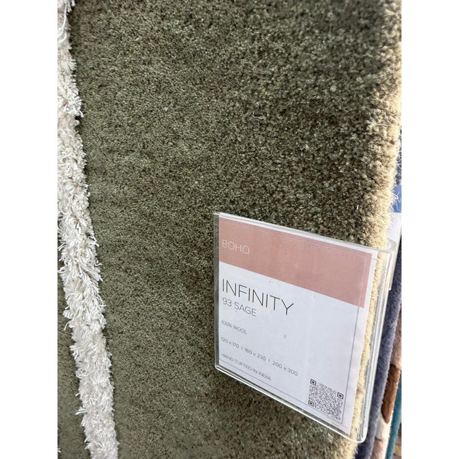 Matrix MAX93 Infinity Modern Abstract Hand-Woven High-Density Soft Textured Shimmer Wool & Viscose Blend Sage Green/Cream Rug