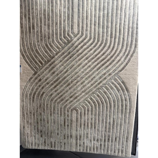 Matrix MAX99 Solsitice Modern Geometric Hand-Woven High-Density Soft Textured Shimmer Wool & Viscose Blend Soft Ivory/Warm Beige/Muted Taupe/Stone Grey Rug