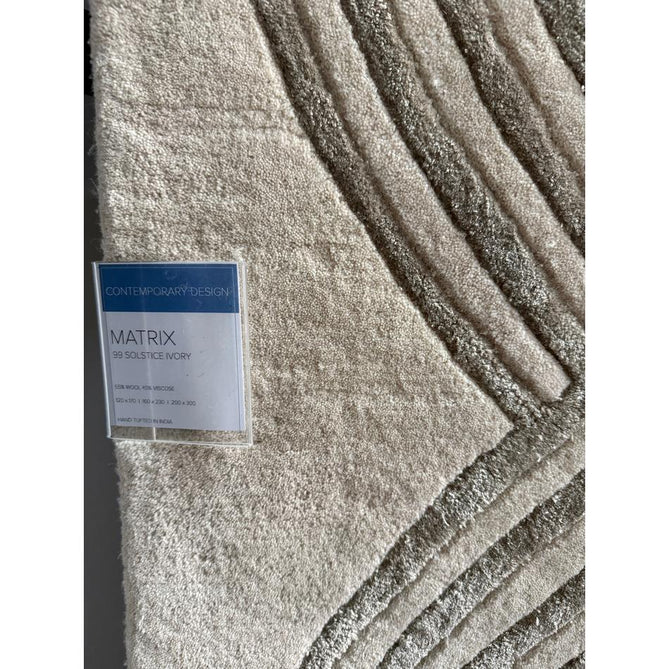 Matrix MAX99 Solsitice Modern Geometric Hand-Woven High-Density Soft Textured Shimmer Wool & Viscose Blend Soft Ivory/Warm Beige/Muted Taupe/Stone Grey Rug