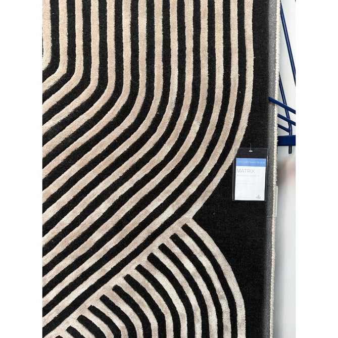 Matrix MAX98 Solsitice Modern Geometric Hand-Woven High-Density Soft Textured Shimmer Wool & Viscose Blend Deep Charcoal Grey/Gunmetal Grey/Soft Graphite Rug