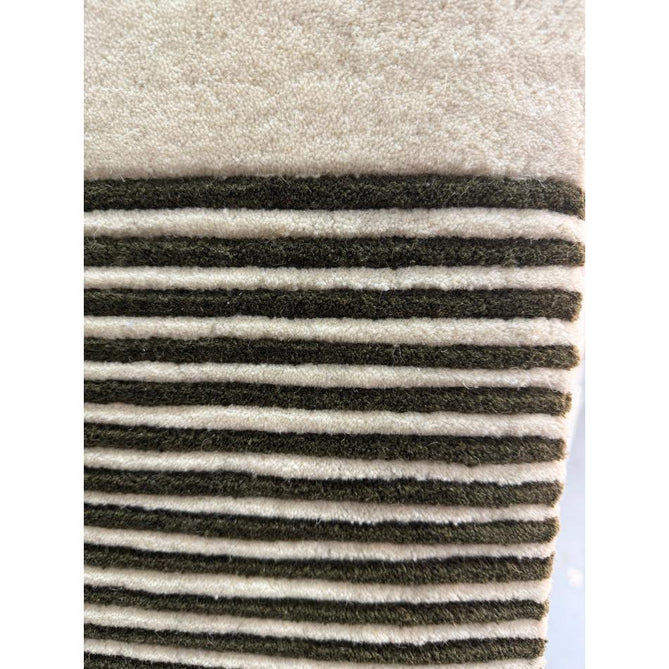 Matrix MAX86 Arches Modern Geometric Hand-Woven High-Density Soft Textured Shimmer Wool & Viscose Blend Soft Ivory/Deep Forest Green Rug