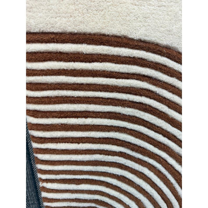 Matrix MAX85 Arches Modern Geometric Hand-Woven High-Density Soft Textured Shimmer Wool & Viscose Blend Soft Ivory/Amber Brown Rug