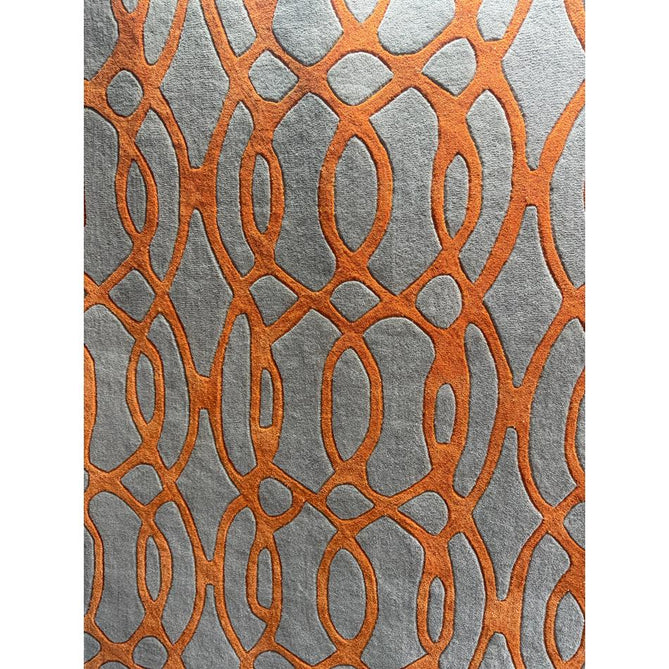Matrix MAX37 Wire Modern Geometric Hand-Woven High-Density Soft Textured Shimmer Wool & Viscose Blend Warm Beige/Burnt Orange Rug