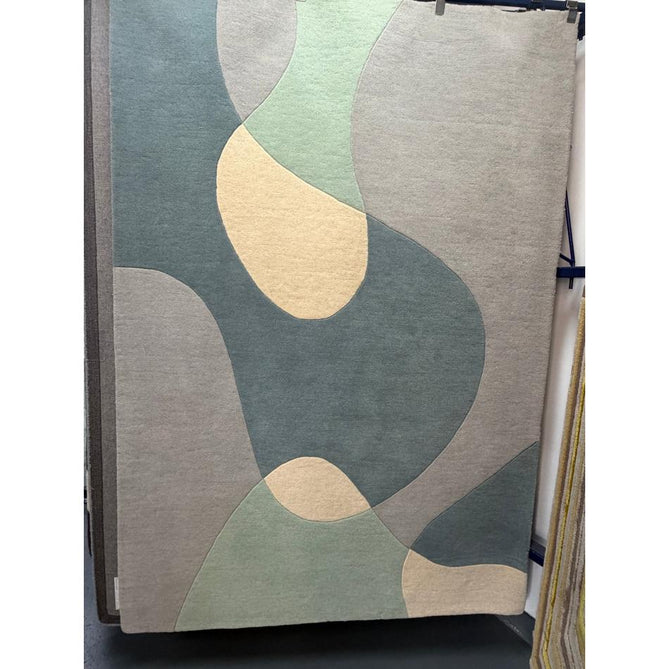 Matrix MAX56 Arc Modern Geometric Hand-Woven High-Density Soft Textured Shimmer Wool & Viscose Blend Sky/Multi Rug