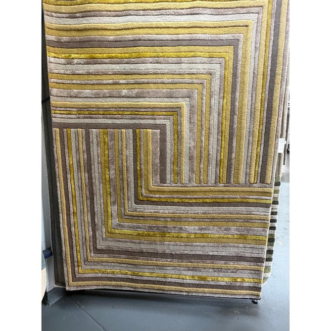 Matrix MAX79 Network Modern Geometric Hand-Woven High-Density Soft Textured Shimmer Wool & Viscose Blend Soft Beige/Warm Gold/Mustard/Muted Taupe/Rich Brown Rug
