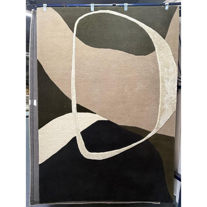 Matrix MAX103 Signature Modern Abstract Hand-Woven High-Density Soft Textured Shimmer Wool & Viscose Blend Moss Green/Warm Greige Taupe/Ivory/Off-White/Midnight Navy/Blue-Deep Charcoal/Muted Sage Olive Rug