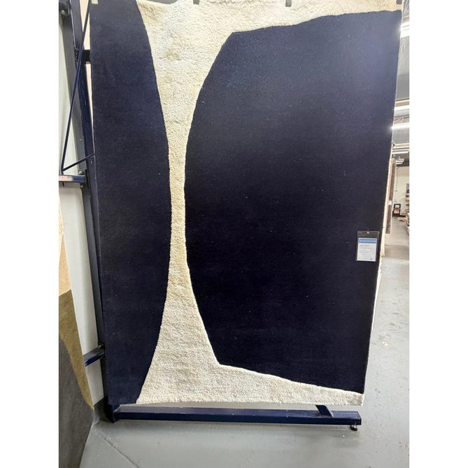 Matrix MAX102 Signature Modern Abstract Hand-Woven High-Density Soft Textured Shimmer Wool & Viscose Blend Indigo Blue/Ivory Rug