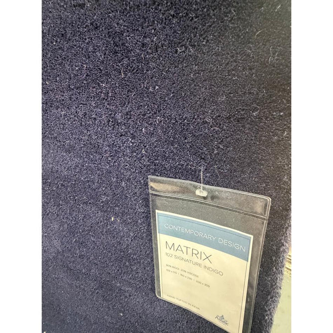 Matrix MAX102 Signature Modern Abstract Hand-Woven High-Density Soft Textured Shimmer Wool & Viscose Blend Indigo Blue/Ivory Rug