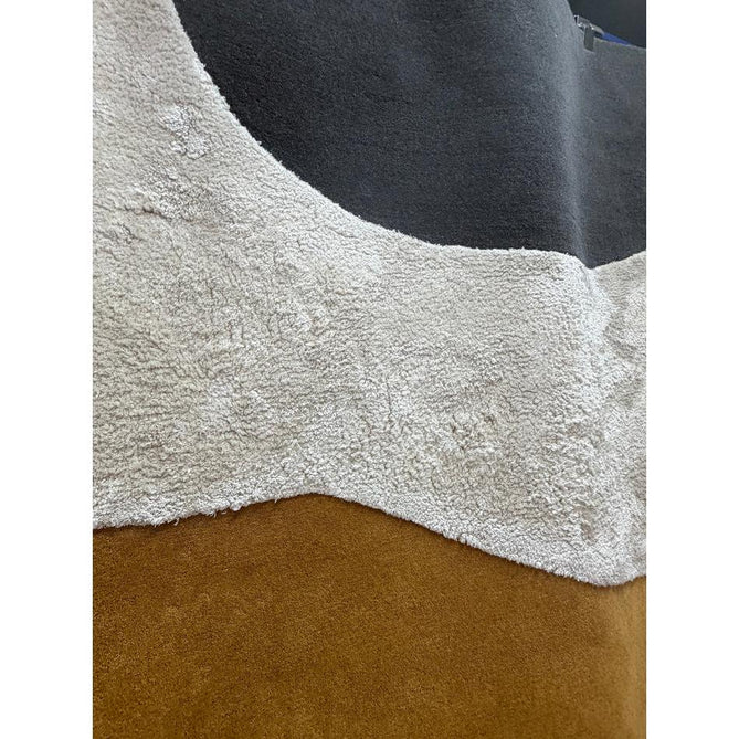 Matrix MAX104 Signature Modern Abstract Hand-Woven High-Density Soft Textured Shimmer Wool & Viscose Blend Burnt Ochre/Off White/Champagne Beige/Deep Charcoal Rug