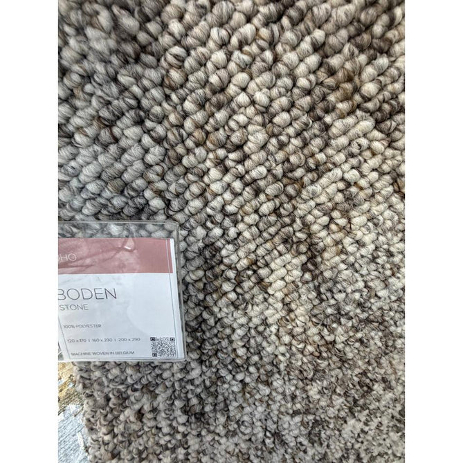 Washable Boden Modern Plain Bobble Textured Durable Soft-Touch Tonal Space-Dyed Polyester Lopped Pile Flatweave Stone Grey Rug