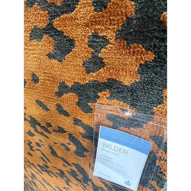 Wilder Splash Modern Animal-Inspired Textured Soft-Touch Knitted Polyester Shimmer Durable Easy-Care Low Profile Short Pile Spice Orange/Charcoal Rug