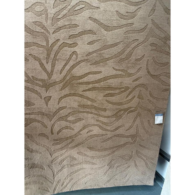 Tigra Modern Animal Inspired Textured Hand-Woven Carved Hi-Lo Ribbed Cut & Loop Wool Mocha Rug