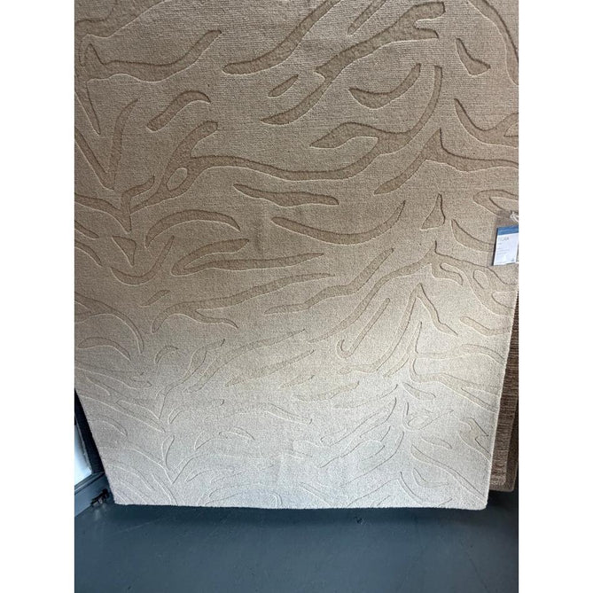 Tigra Modern Animal Inspired Textured Hand-Woven Carved Hi-Lo Ribbed Cut & Loop Wool Sand Rug