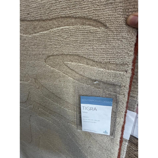 Tigra Modern Animal Inspired Textured Hand-Woven Carved Hi-Lo Ribbed Cut & Loop Wool Sand Rug