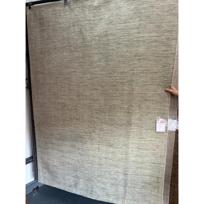 Hazy Modern Plain Ribbed Distressed Textured Hand-Woven Durable Cut & Loop Wool-Blend Flatweave Pistachio Green Rug