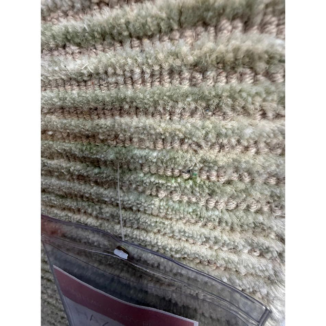 Hazy Modern Plain Ribbed Distressed Textured Hand-Woven Durable Cut & Loop Wool-Blend Flatweave Pistachio Green Rug
