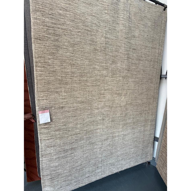 Hazy Modern Plain Ribbed Distressed Textured Hand-Woven Durable Cut & Loop Wool-Blend Flatweave Stone Rug